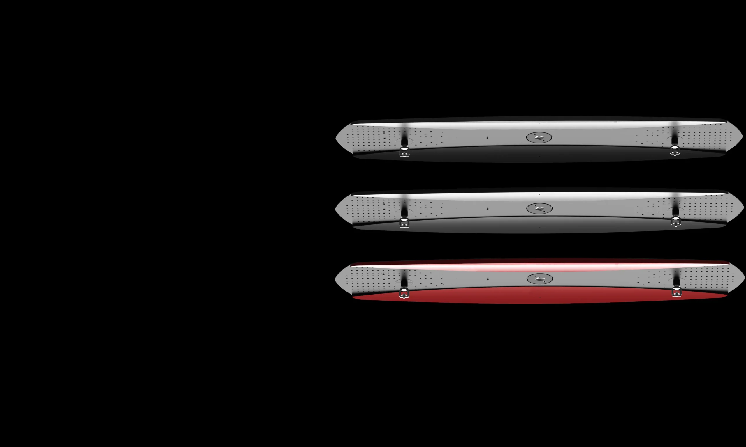 Three fire detection or suppression drones designed for aerial surveillance and emergency response, displayed in black, silver, and red.